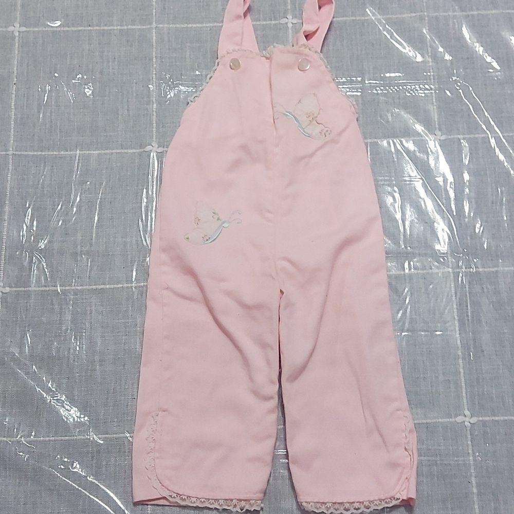 Vintage pink butterfly overalls